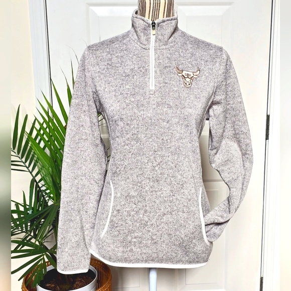 Custom Women’s Chicago Bulls Heather Fleece Quarter-Zip Size M - Picture 1 of 8